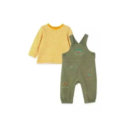 Little Me Baby Sets*- Dino Overall Set, Olive