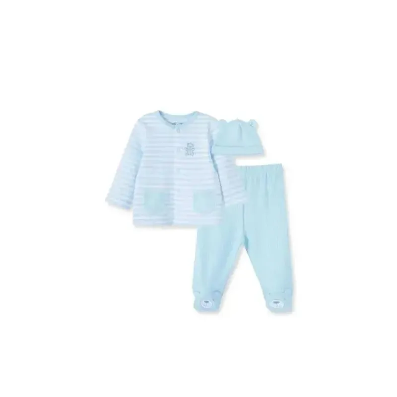 Little Me Baby Sets*- Dreamy Bears Stripe Cardigan Set, Blue
