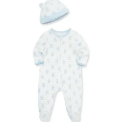 Little Me Baby Sets*- Happy Bear Footie-Hat, Blue