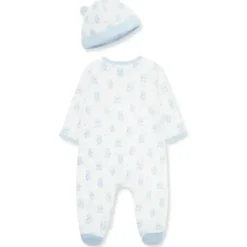 Little Me Baby Sets*- Happy Bear Footie-Hat, Blue