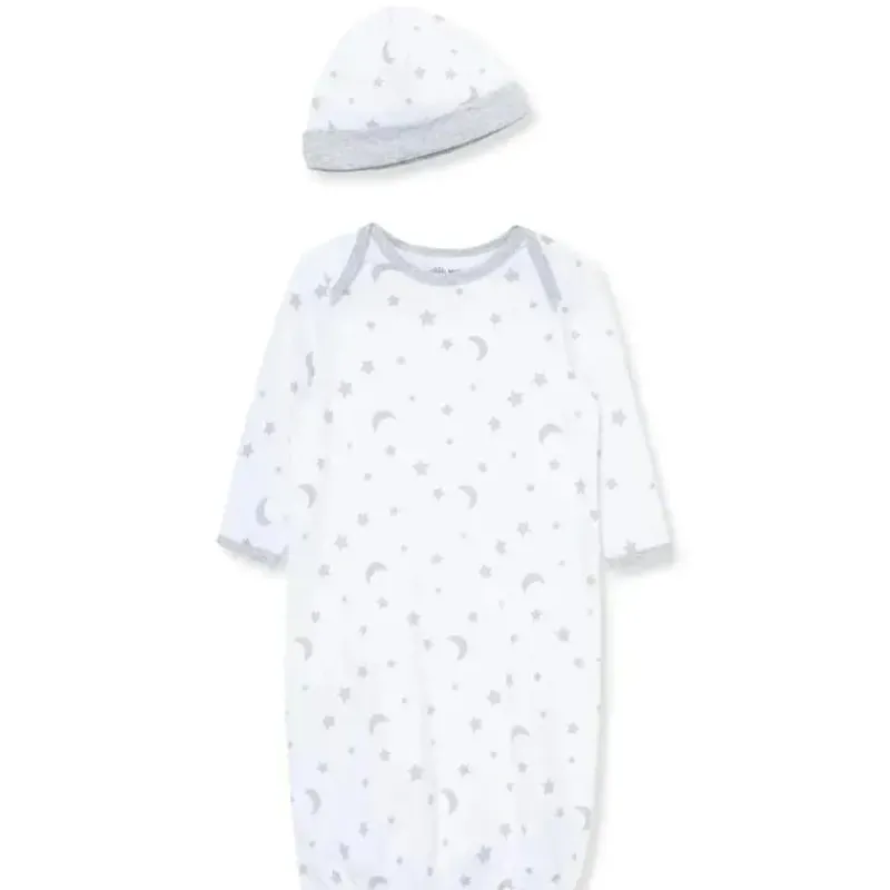 Little Me Baby Sets*- Moon& Stars Gown, Grey
