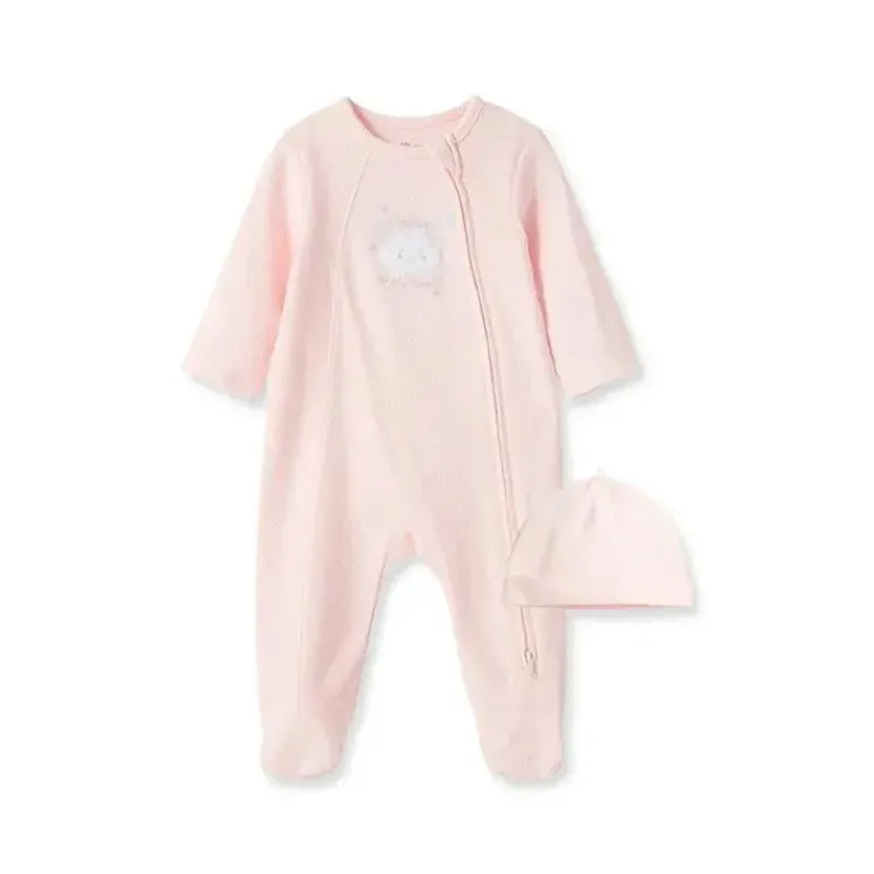Little Me Preemie Clothing|Baby Sleepwear*- New World Girl Footie & Hat, Pink
