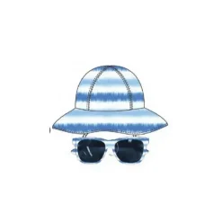 Little Me Baby Sets*- 2Pc Boy Hat & Sunglass Set Tie Dye, Blue/White, 0/12M