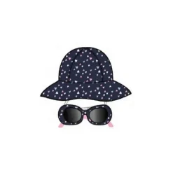 Little Me Baby Sets*- 2Pc Girl Hat & Sunglass Set Blue With Rainbow Hearts, 0/12M