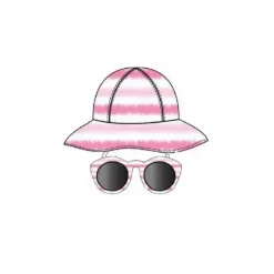 Little Me Baby Sets*- 2Pc Girl Hat & Sunglass Set In Pink/White, 0/12M