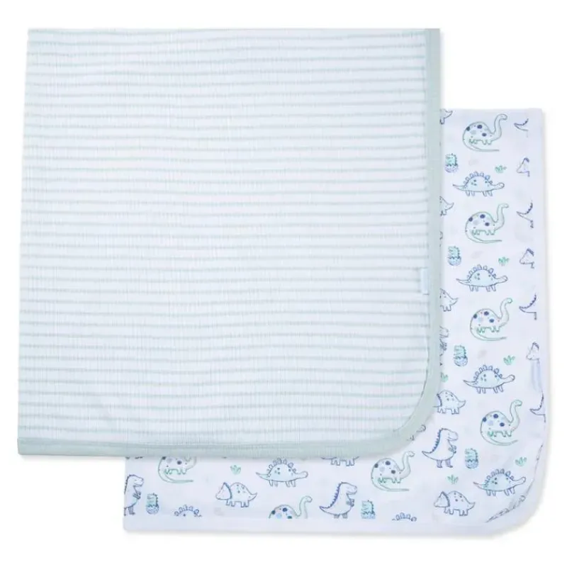 Little Me Blankets & Quilts*- 2Pk Baby Dino Friends Receiving Blankets