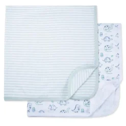 Little Me Blankets & Quilts*- 2Pk Baby Dino Friends Receiving Blankets