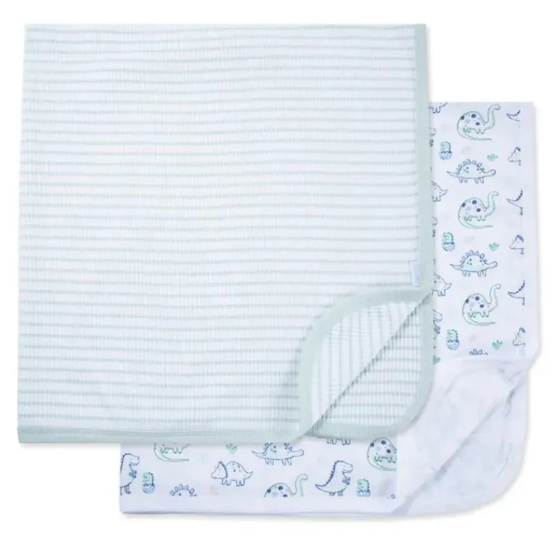 Little Me Blankets & Quilts*- 2Pk Baby Dino Friends Receiving Blankets