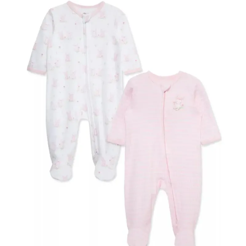 Little Me Baby Sleepwear*- 2Pk Baby Footies Cuddly Pink