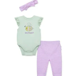 Little Me Baby Sets*- 3Pk Baby Girl Bee Happy Bodysuit & Pant Set