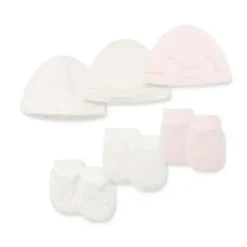Little Me Baby Hats*- 3Pk Baby Girl Charms Hat & Mitt Pink