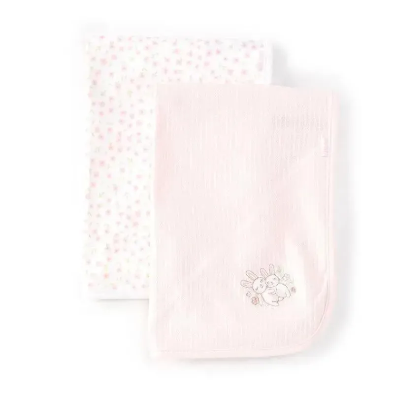 Little Me Blankets & Quilts*- 2Pk Baby Girls Funny Bunnies Receiving Blankets