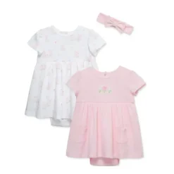 Little Me Dresses|Baby Dresses & Skirts*- 2Pk Tulips Baby Bsuit Dress Pink