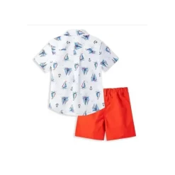 Little Me Baby Sets*- Sailboat Woven Short Set Red - Baby clothing