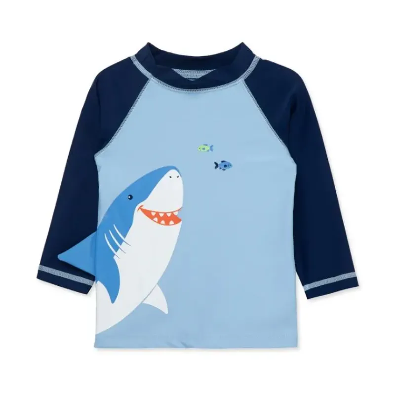 Little Me Baby Swimming Clothes*- Shark Long Sleeve Rashguard, Blue