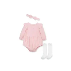 Little Me Baby Sets*- Shine Romper Set Romper/Socks, Pink