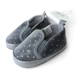 Little Me Baby Shoes*- Slip Ons Navy W/ Gold Dots