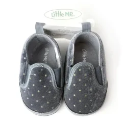 Little Me Baby Shoes*- Slip Ons Navy W/ Gold Dots