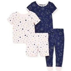 Little Me Baby Sets*- Stars 4 Pieces Cotton Pajamas, Pink Multi
