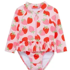 Little Me Baby Swimming Clothes*- Strawberry 1-Piece Rashguard Swimsuit, Rose