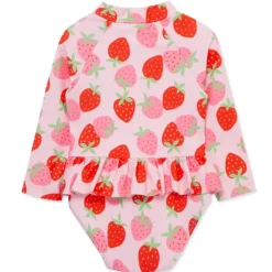 Little Me Baby Swimming Clothes*- Strawberry 1-Piece Rashguard Swimsuit, Rose