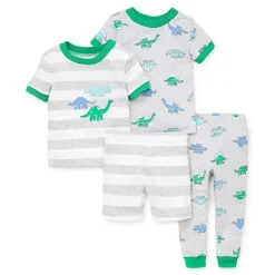 Little Me Baby Sleepwear*Dino 4 Pc Cotton Pj - Heather Gray