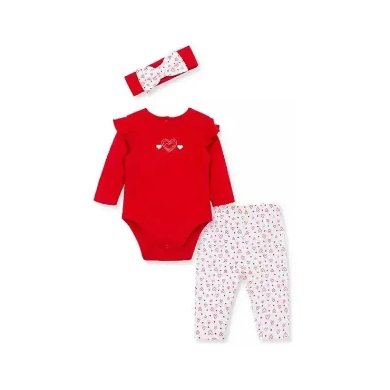 Little Me Baby Sets*Hearts Bodysuit Set - Red