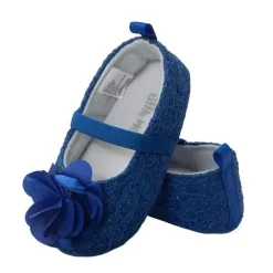 Little Me Baby Shoes*Lace Glitter Ballet Shoes - Medieval Blue
