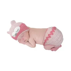 Little Me Baby Sets*2Pc Hand Crocheted Owl Hat & Diaper Cover - Pink
