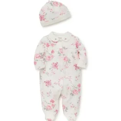 Little Me Baby Sets*Roses Baby Girl Footies & Baby Hat Set