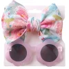 Little Trendy Baby Hair Accessories*- Baby Girl Summer Sea Sunglasses And Floral Headband Set, Color 2