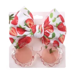 Little Trendy Baby Hair Accessories*- Baby Girl Summer Sea Sunglasses And Floral Headband Set, Color 3