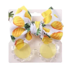 Little Trendy Baby Hair Accessories*- Baby Girl Summer Sea Sunglasses And Floral Headband Set, Color 1