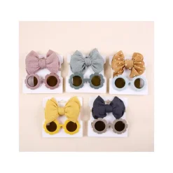 Little Trendy Baby Hair Accessories*- Baby Sunglasses And Headband Set, Yellow