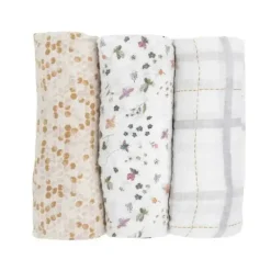 Little Unicorn Blankets & Quilts*- 3Pk Cotton Muslin Swaddle, Garden Bees