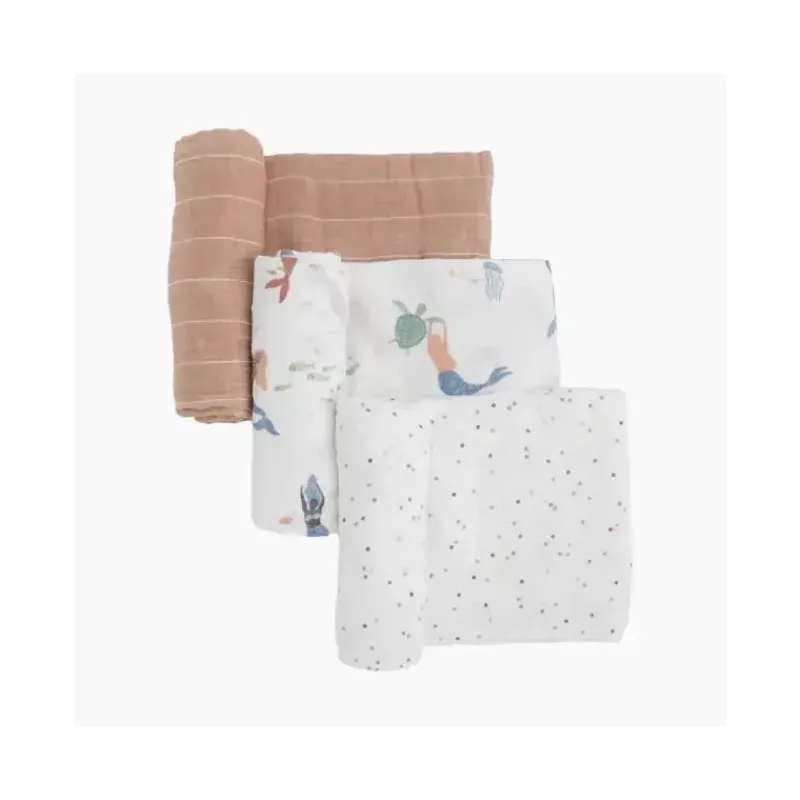 Little Unicorn Blankets & Quilts*- 3Pk Cotton Muslin Swaddle, Mermaids