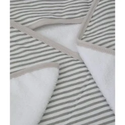 Little Unicorn Baby Bath Towels*Cotton Hooded Towel & Wash Cloth Grey Stripe