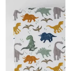 Little Unicorn Crib & Bed Sheets*Cotton Muslin Crib Sheet - Dino Friends