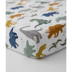 Little Unicorn Crib & Bed Sheets*Cotton Muslin Crib Sheet - Dino Friends