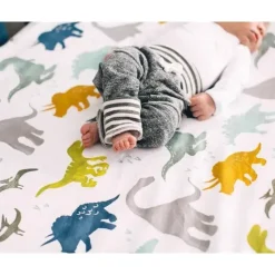 Little Unicorn Crib & Bed Sheets*Cotton Muslin Crib Sheet - Dino Friends