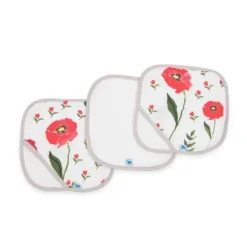 Little Unicorn Baby Washcloths*3-Pack Cotton Washcloths in Summer Poppy