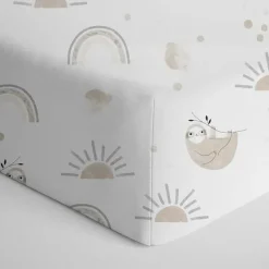 Living Textiles Crib & Bed Sheets*- 100% Cotton Jersey Crib Fitted Sheet, Rainbow Sloth