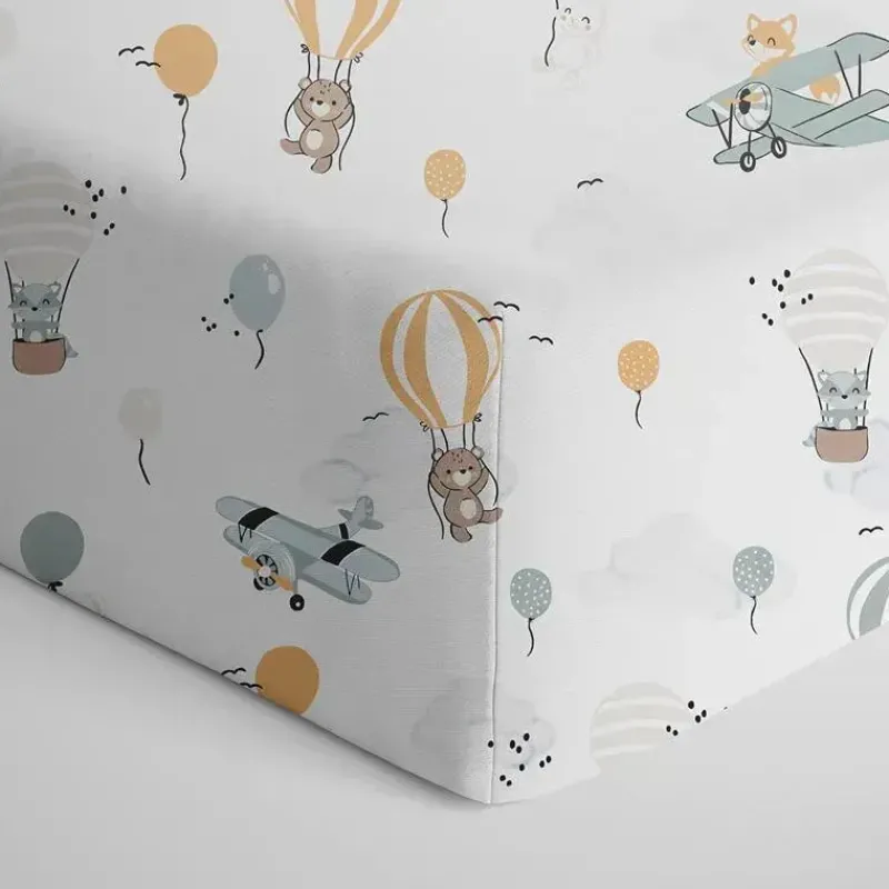 Living Textiles Crib & Bed Sheets*- 100% Cotton Jersey Crib Fitted Sheet, Up and Up Away