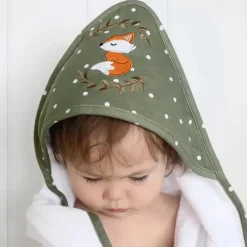 Living Textiles Baby Bath Towels*- Baby Hooded Towel, Forest Retreat Green