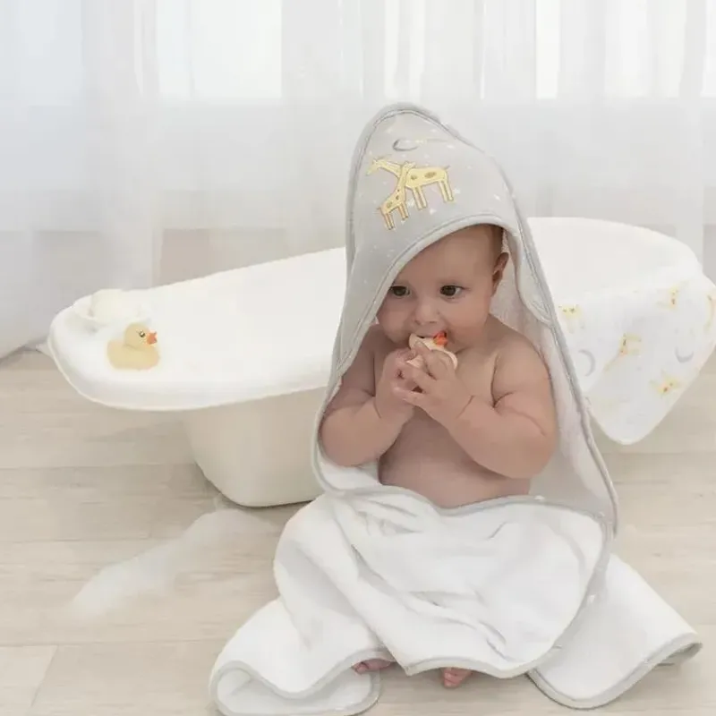 Living Textiles Baby Bath Towels*- Baby Hooded Towel, Noah Giraffe