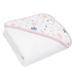 Living Textiles Organic|Baby Bath Towels*- Baby Organic Muslin Hooded Towel, Botanical