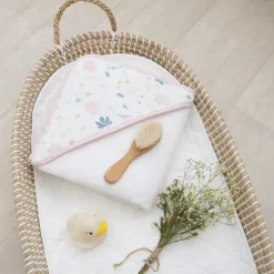 Living Textiles Organic|Baby Bath Towels*- Baby Organic Muslin Hooded Towel, Botanical
