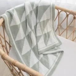 Living Textiles Blankets & Quilts*- Chenille Baby Blanket, Triangle Ultra Soft, Thick, and Versatile, Sage