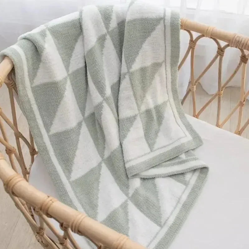 Living Textiles Blankets & Quilts*- Chenille Baby Blanket, Triangle Ultra Soft, Thick, and Versatile, Sage