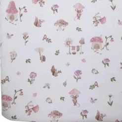Living Textiles Crib & Bed Sheets*- Cotton Jersey Fitted Sheet, Mushroom House